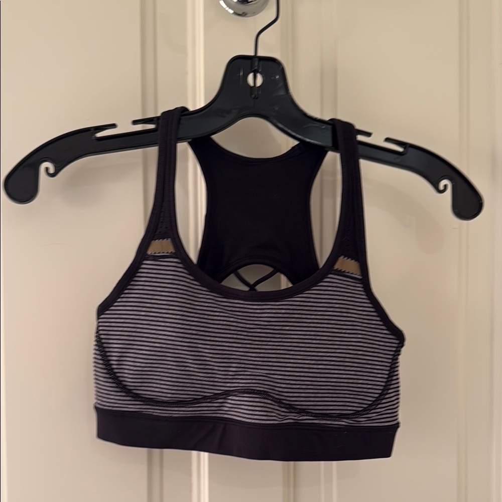 lululemon Striped Black and Gray Sports Bra - Size 4